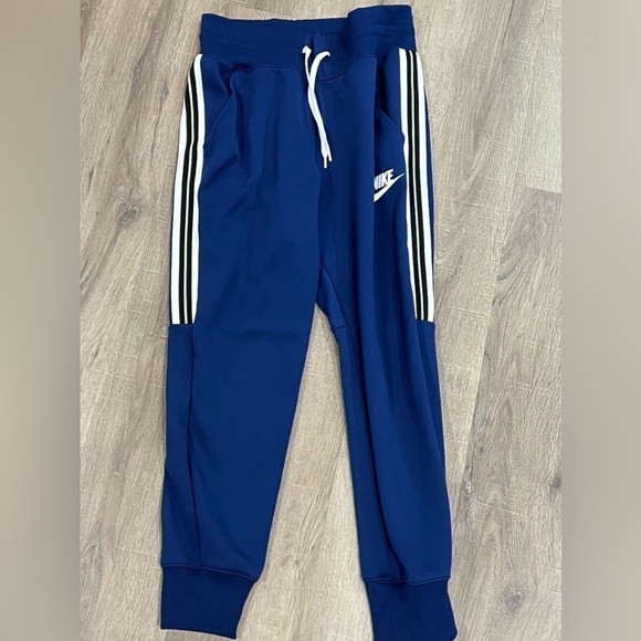 Women’s Medium Nike Blue White Stripe Classic Jogger Tracksuit Soccer Leggings - Picture 4 of 7